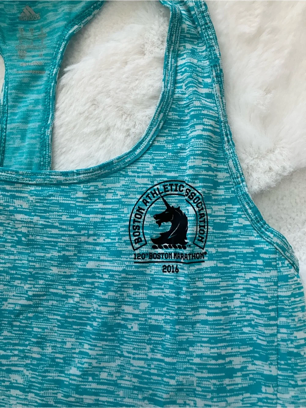 Boston Marathon 2016 Adidas Teal Racerback Tank - Picture 2 of 4